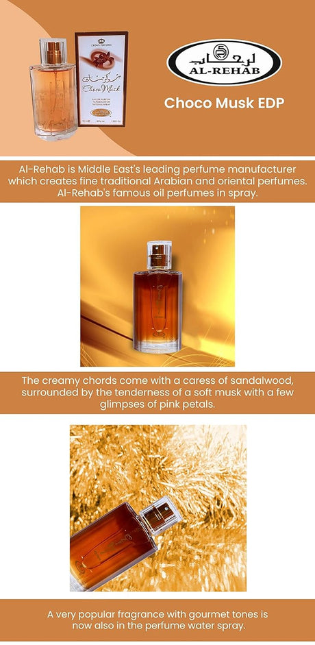 Choco Musk arabian Perfume spray - 50ml by Al Rehab by Crown perfumes